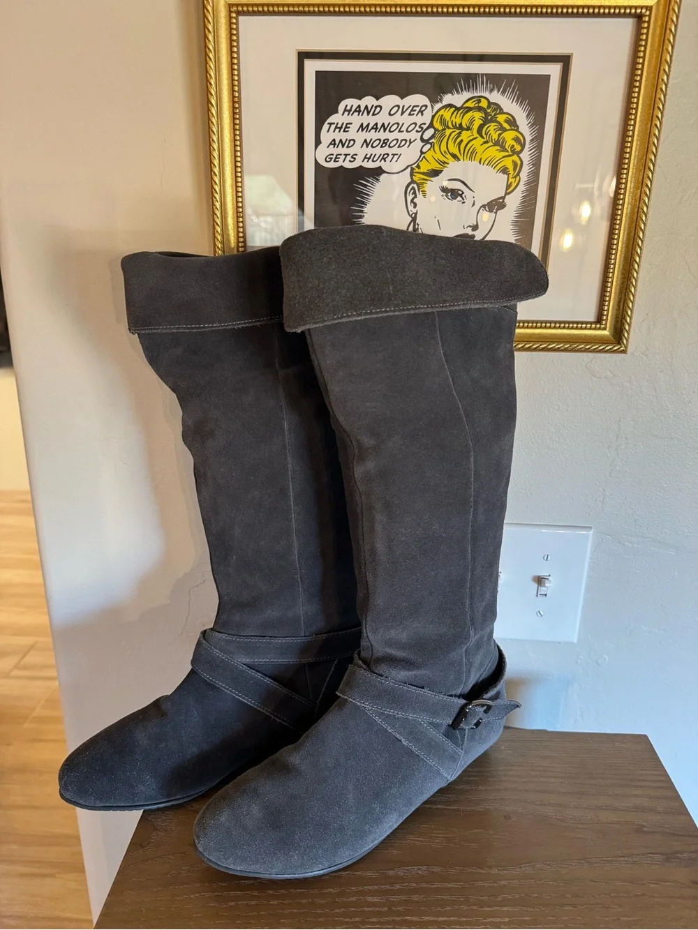 Chinese Laundry Over-the-Knee Suede Boots - Charcoal Gray